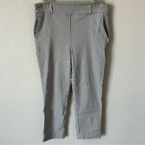 Hilary Radley Light Academia White and Grey Striped Business Casual Dress Pants